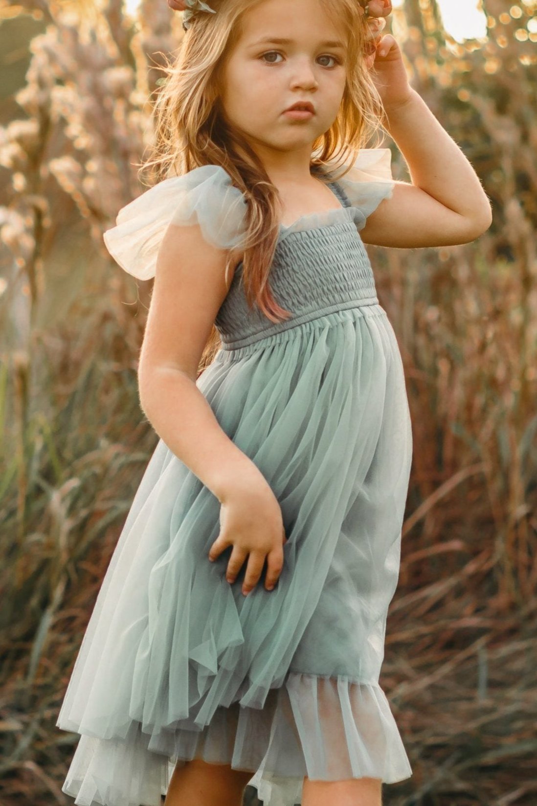 SS Girl's Dress Juliet Dress (soft teal tulle)