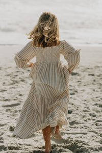 SS Girl's Dress Pippa Maxi (driftwood stripe linen)