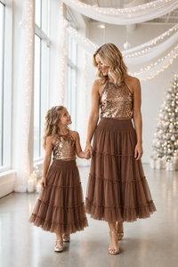 SS Women's Top Women's Faye Halter (cocoa sequin)