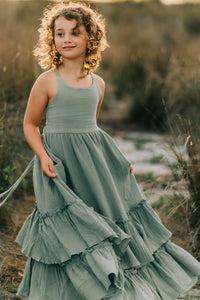 SS Girl's Dress Wendy Dress (soft teal muslin)