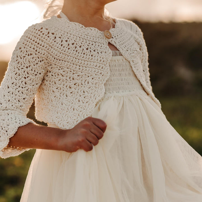 INDIE BLUE Girl's Top Emma Cardigan (ivory) FINAL SALE