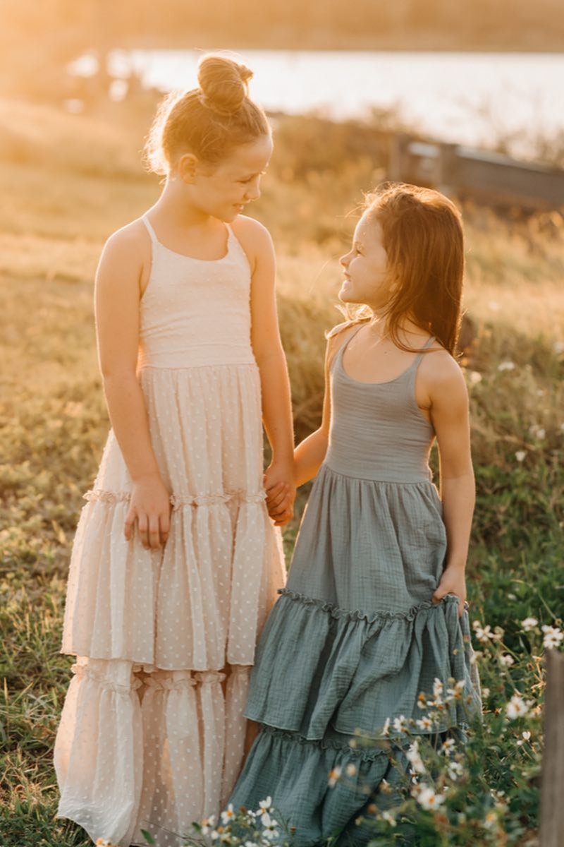 SS Girl's Dress Wendy Dress (soft teal muslin)