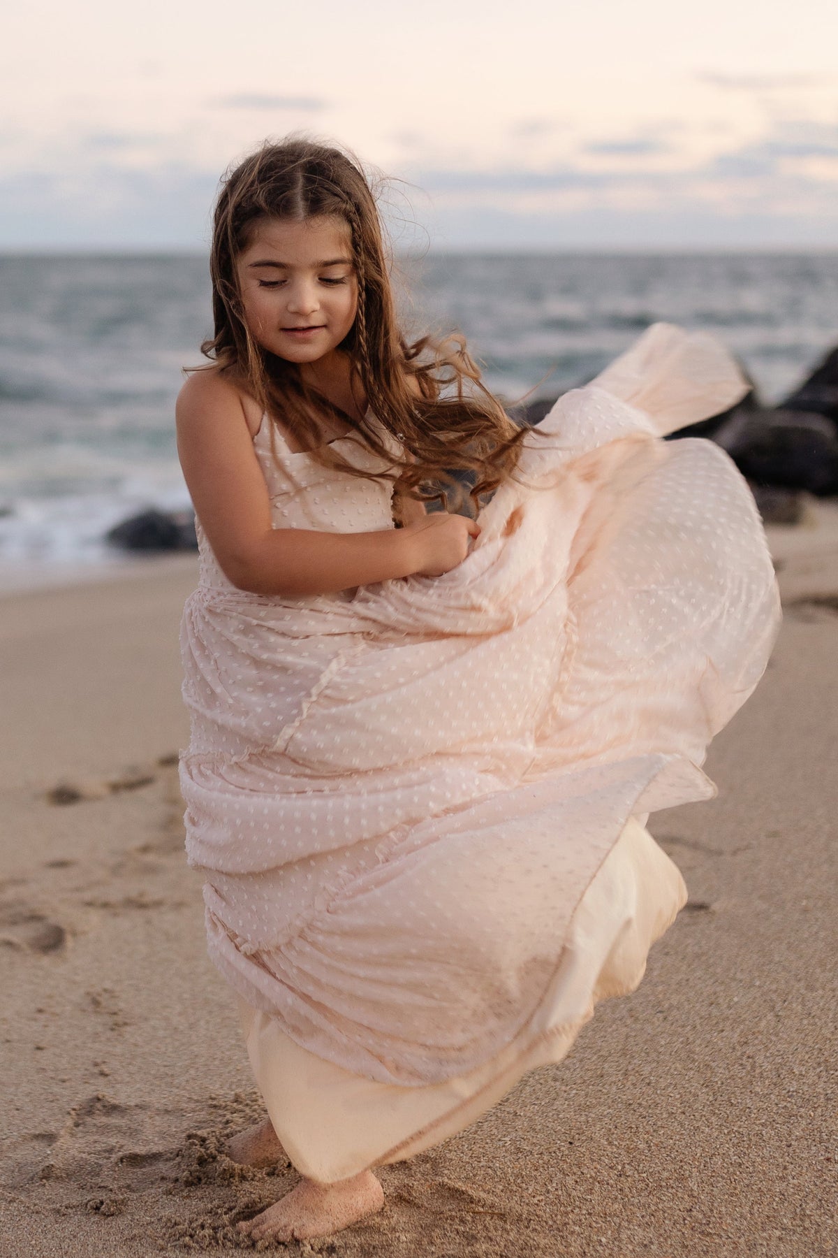 SS Girl's Dress Wendy Dress (natural swiss dot)