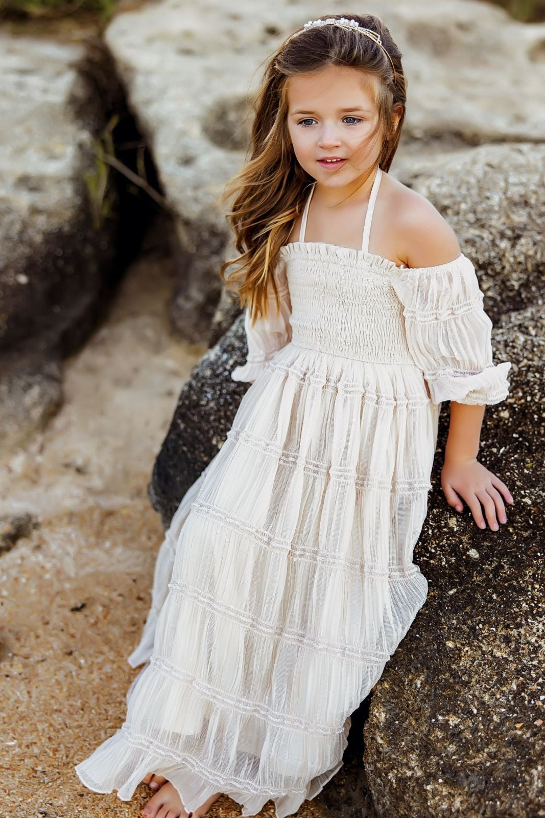 SS Girl's Dress Pippa Maxi (natural chiffon)