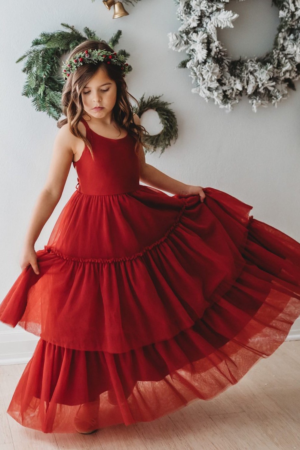 SS Girl's Dress Wendy Dress (venetian red tulle)