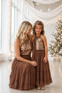 SS Women's Top Women's Faye Halter (cocoa sequin)