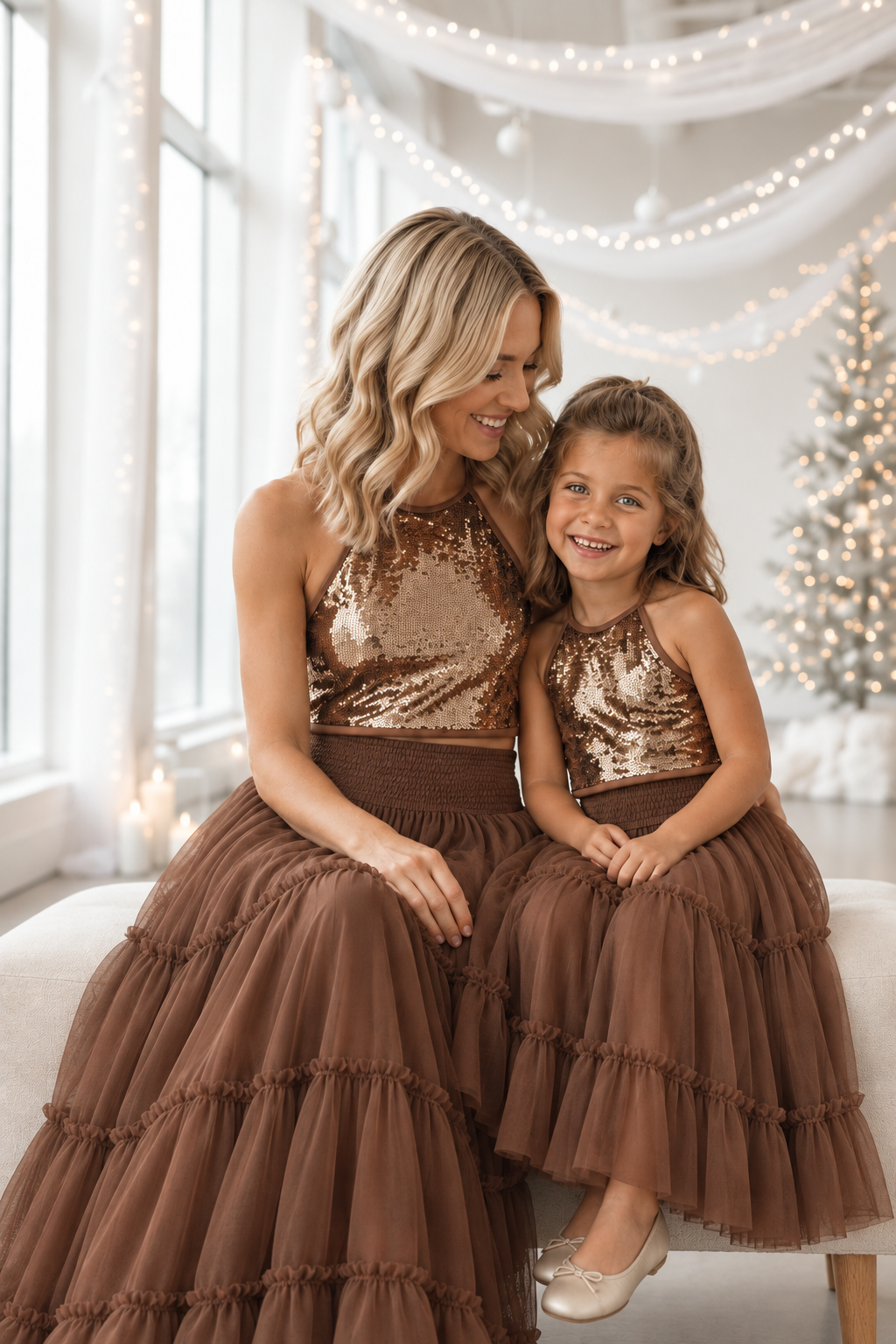 SS Girl's Top Faye Halter (cocoa sequin)