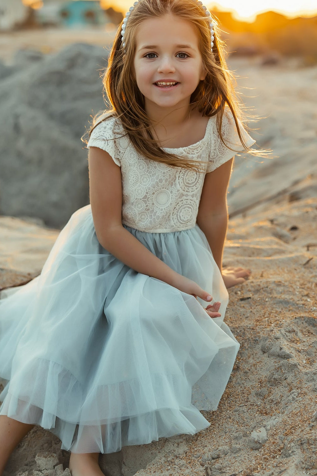SS Girl's Dress Aria Dress (airy blue tulle)