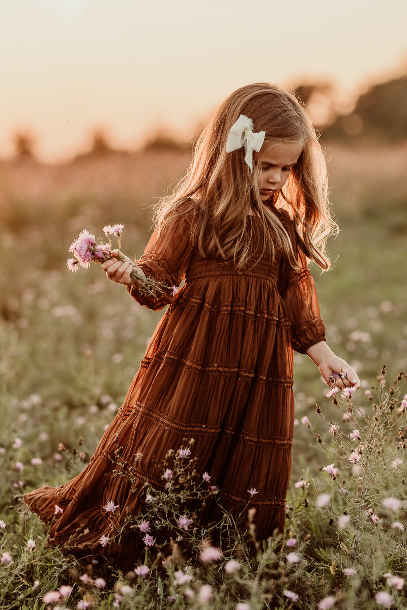 SS Girl's Dress Pippa Maxi (mocha chiffon)