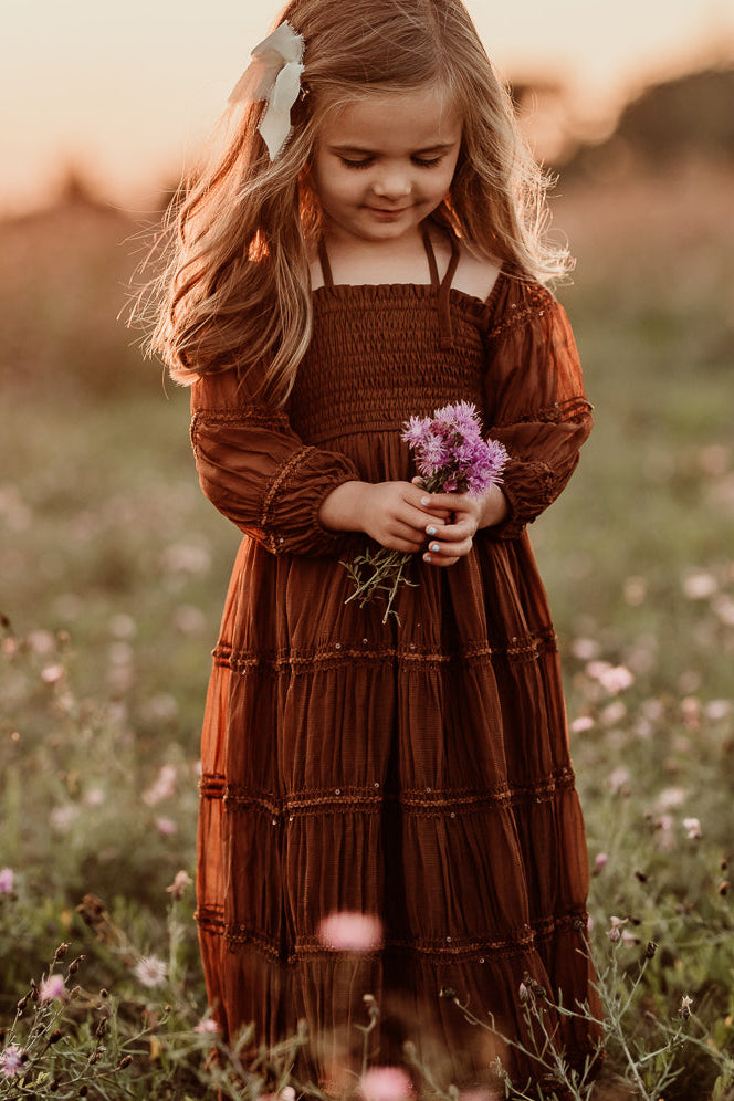 SS Girl's Dress Pippa Maxi (mocha chiffon)
