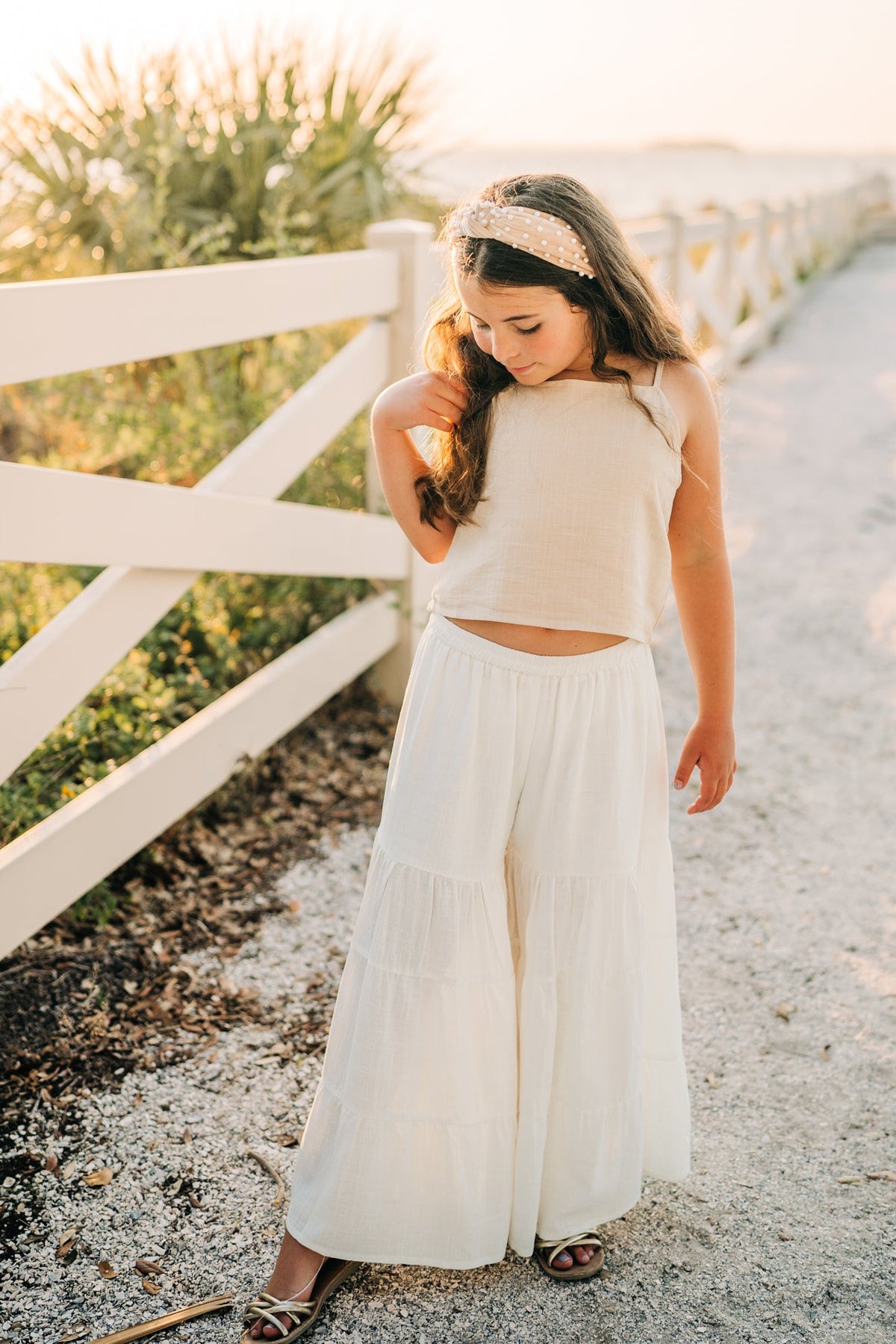 SS Girl's Top Cassie Top (almond linen) FINAL SALE