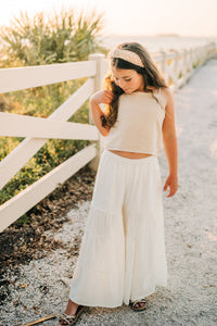 SS Girl's Top Cassie Top (almond linen) FINAL SALE