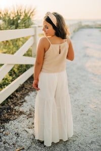 SS Girl's Top Cassie Top (almond linen) FINAL SALE