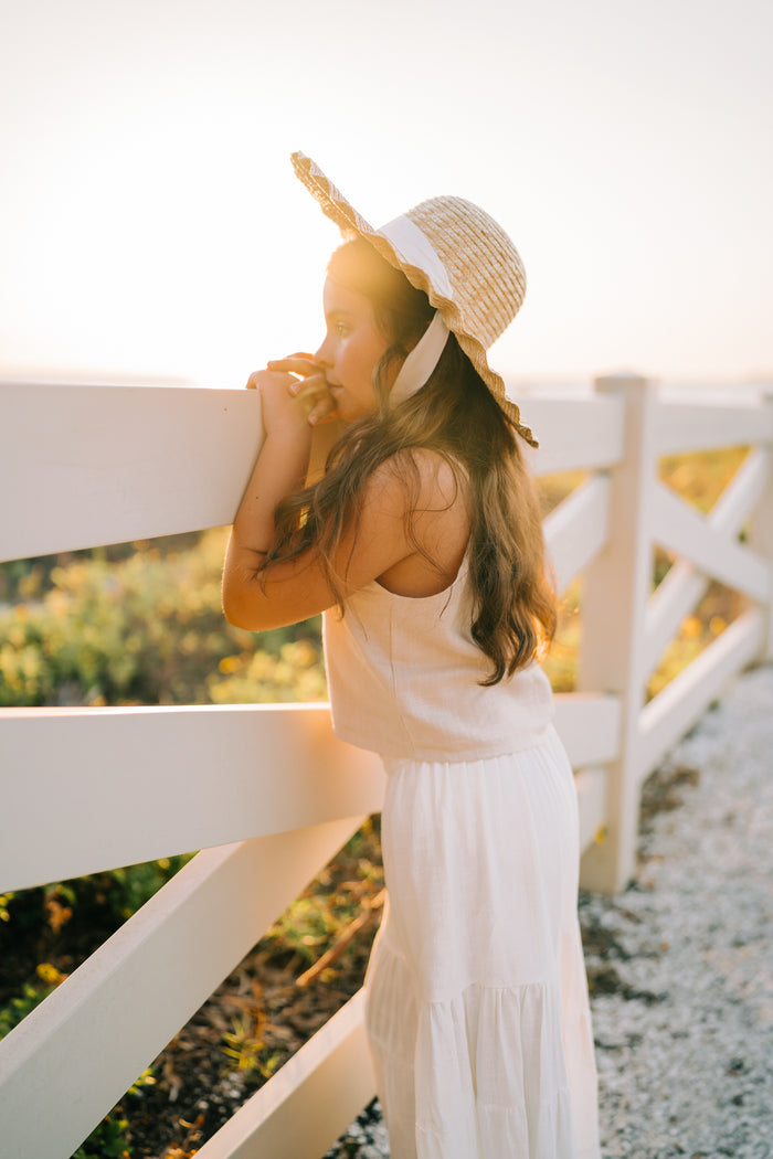 SS Girl's Top Cassie Top (almond linen) FINAL SALE