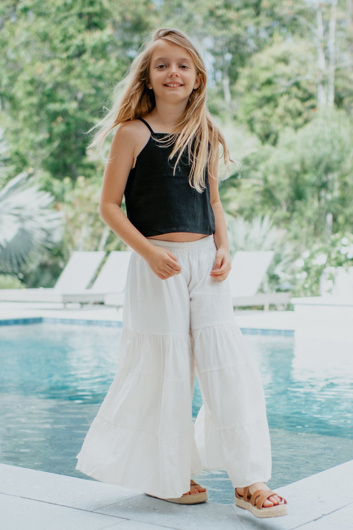 SS Girl's Top Cassie Top (black soft linen)