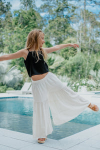 SS Girl's Top Cassie Top (black soft linen)