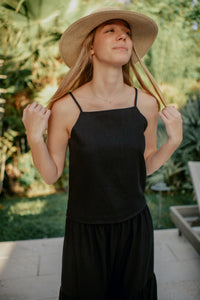 SS Women's Top Women's Cassie Top (black soft linen)