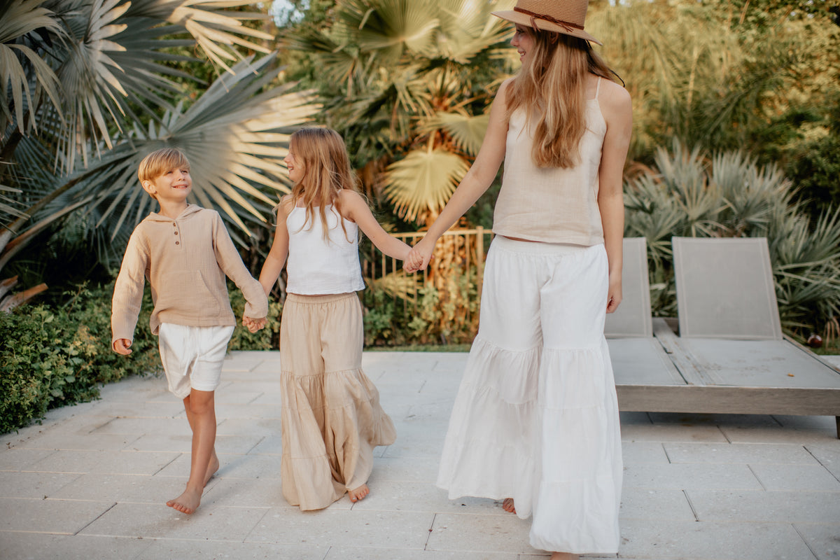 SS Girl's Bottoms Bella Maxi Pants (almond soft linen)