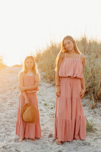 SS Girl's Bottoms Bella Maxi Skirt (deep coral muslin) SUMMER SALE