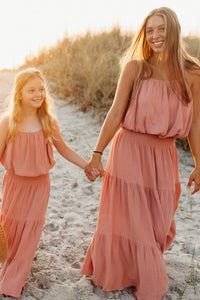 SS Girl's Top Kiki Bubble Top (deep coral muslin) FINAL SALE