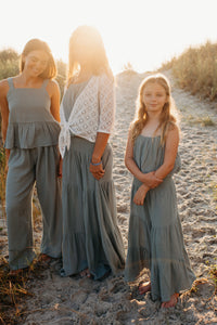 SS Girl's Bottoms Bella Maxi Skirt (soft teal muslin) SUMMER SALE