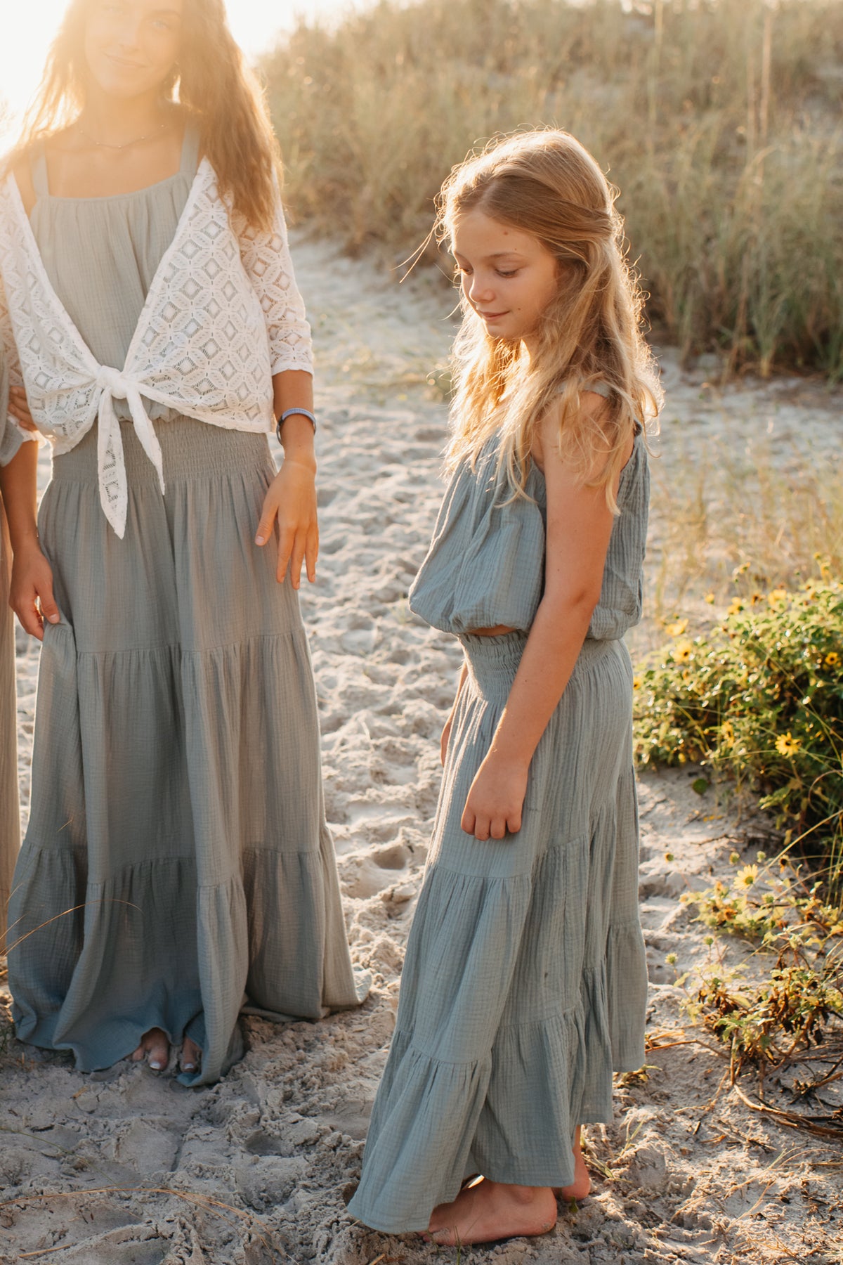 SS Girl's Top Kiki Bubble Top (soft teal muslin) SUMMER SALE