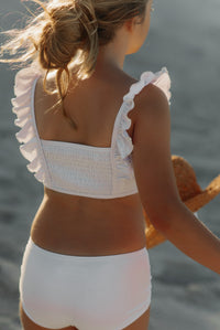 LB Girl's Swim Smocked Ruffle Set (bone) FINAL SALE
