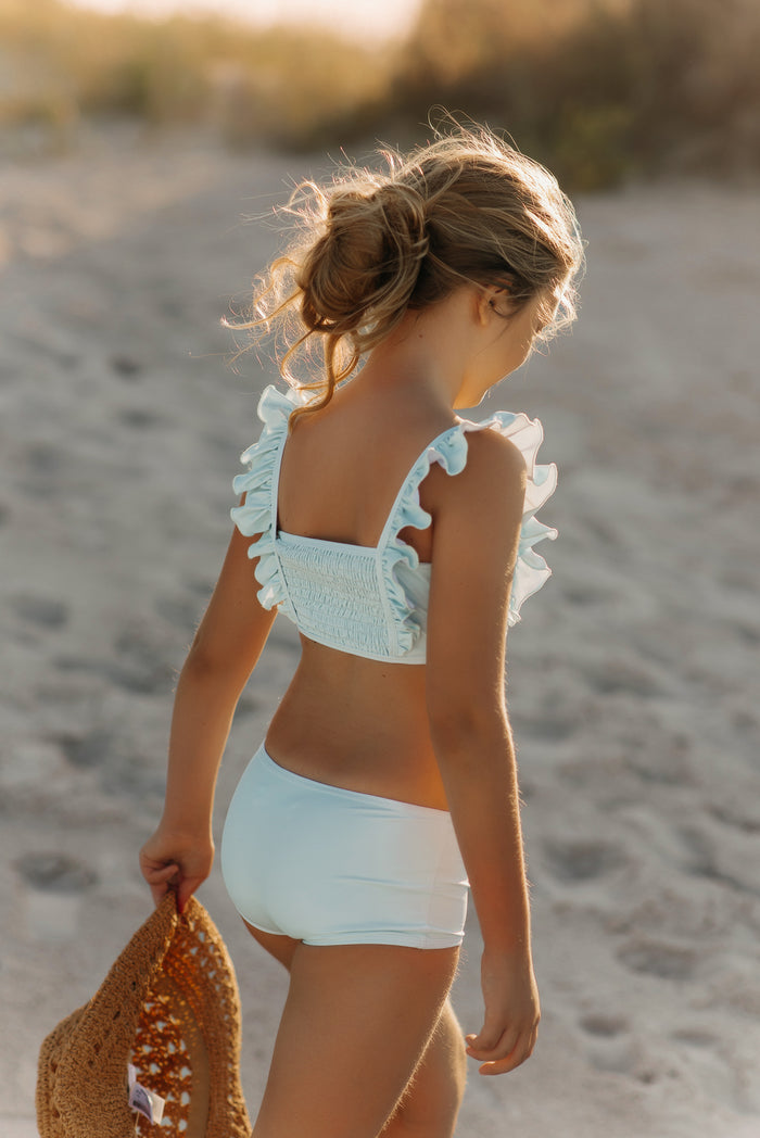 LB Girl's Swim Smocked Ruffle Set (minty blue) FINAL SALE