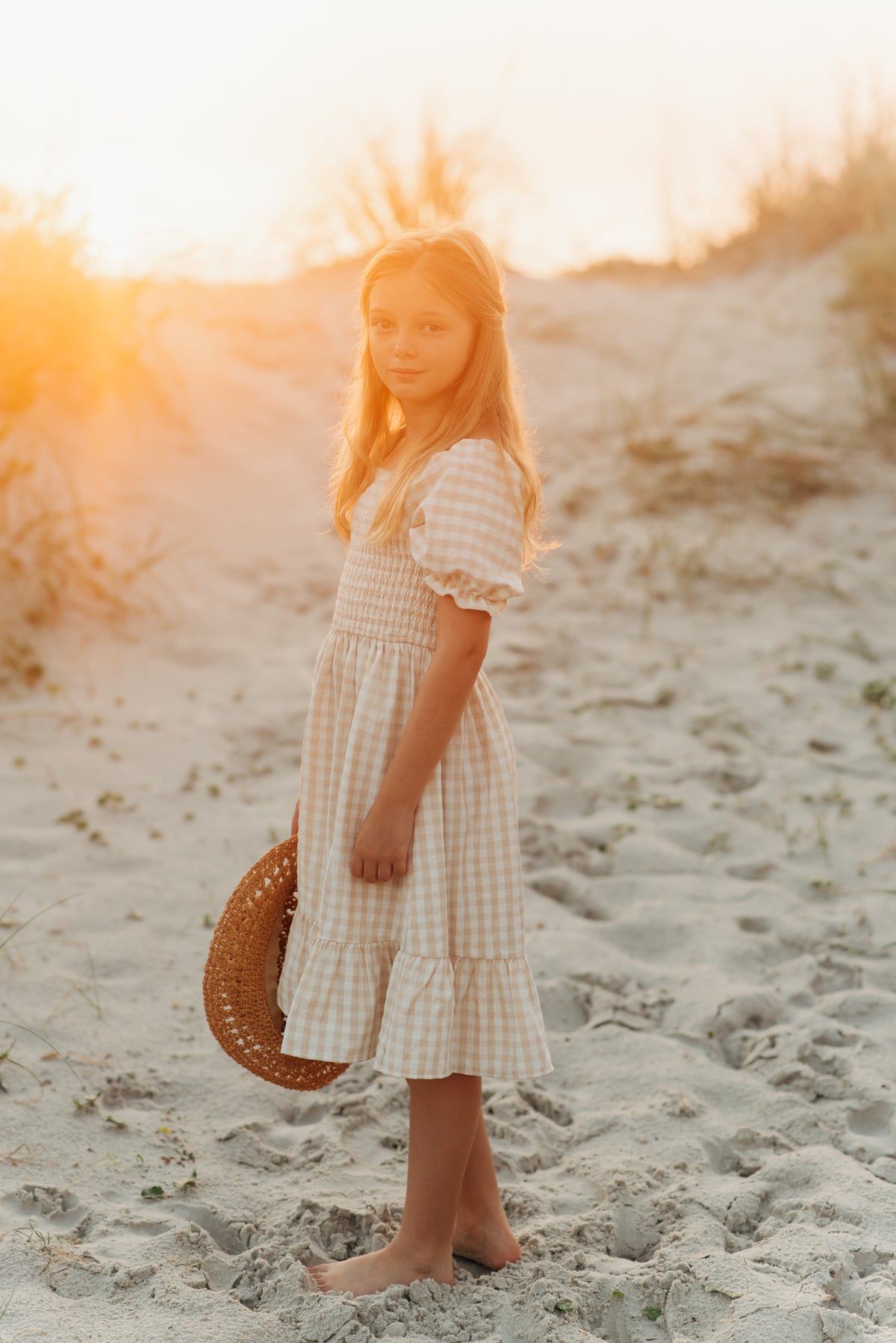 SS Girl's Dress Karina Dress (tan gingham)