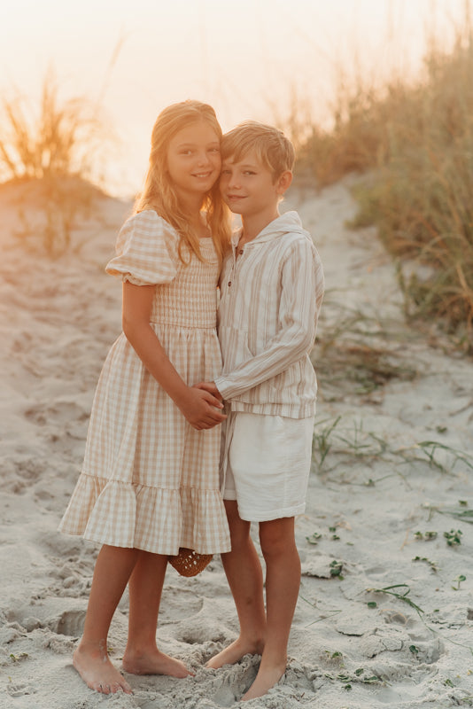 SS Girl's Dress Karina Dress (tan gingham)
