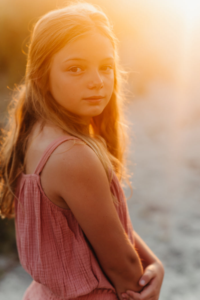 SS Girl's Top Kiki Bubble Top (deep coral muslin) FINAL SALE
