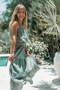 SS Girl's Bottoms Bella Maxi Skirt (soft teal muslin) SUMMER SALE
