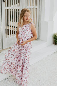 SS Girl's Top Kiera Top (ruby floral) FINAL SALE