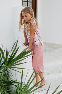 SS Girl's Bottoms Eden Capris (deep coral muslin) FINAL SALE
