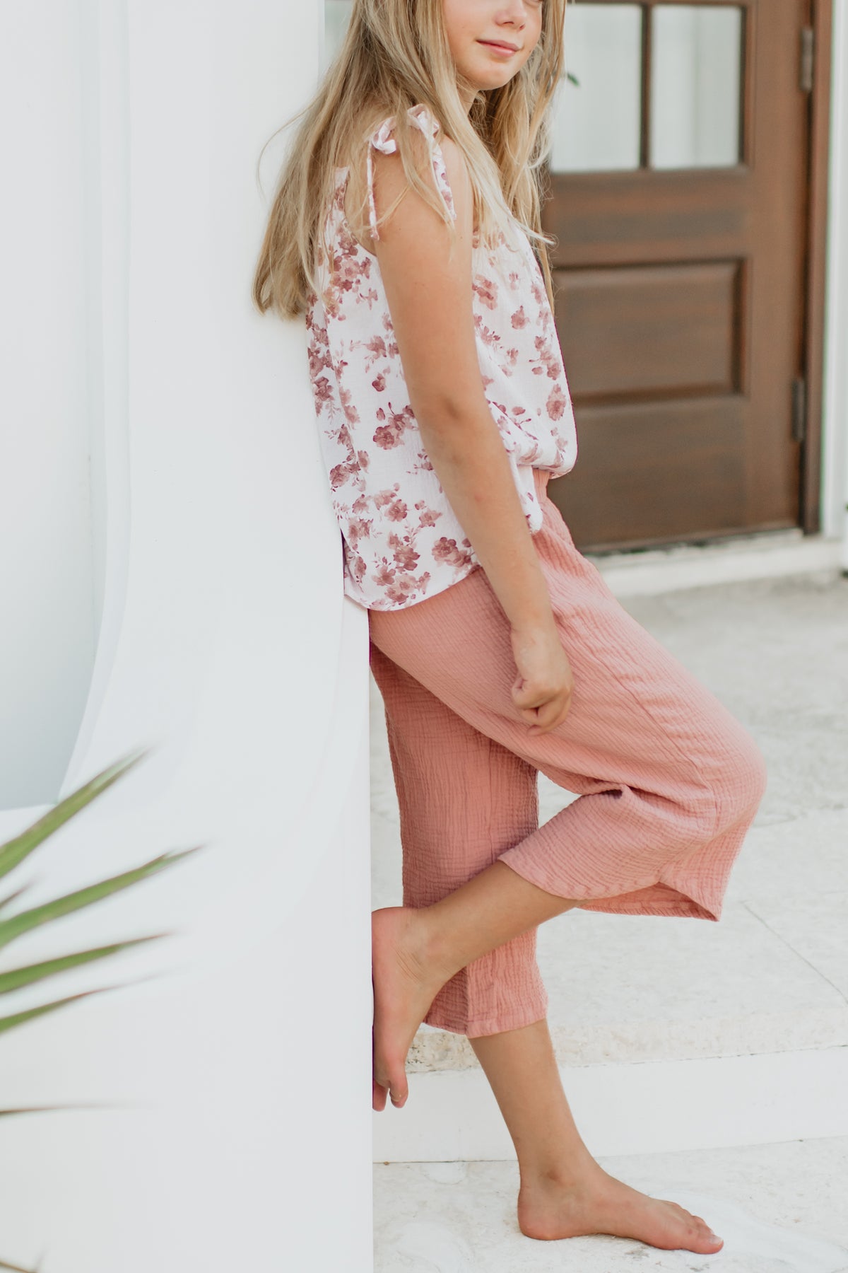 SS Girl's Bottoms Eden Capris (deep coral muslin) FINAL SALE