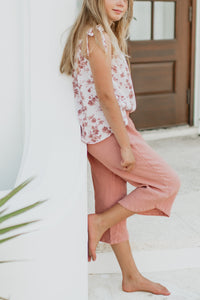 SS Girl's Bottoms Eden Capris (deep coral muslin) FINAL SALE