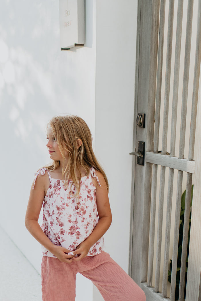 SS Girl's Top Kiera Top (ruby floral) FINAL SALE