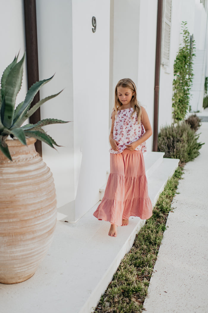 SS Girl's Top Kiera Top (ruby floral) FINAL SALE