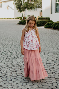 SS Girl's Top Kiera Top (ruby floral) FINAL SALE