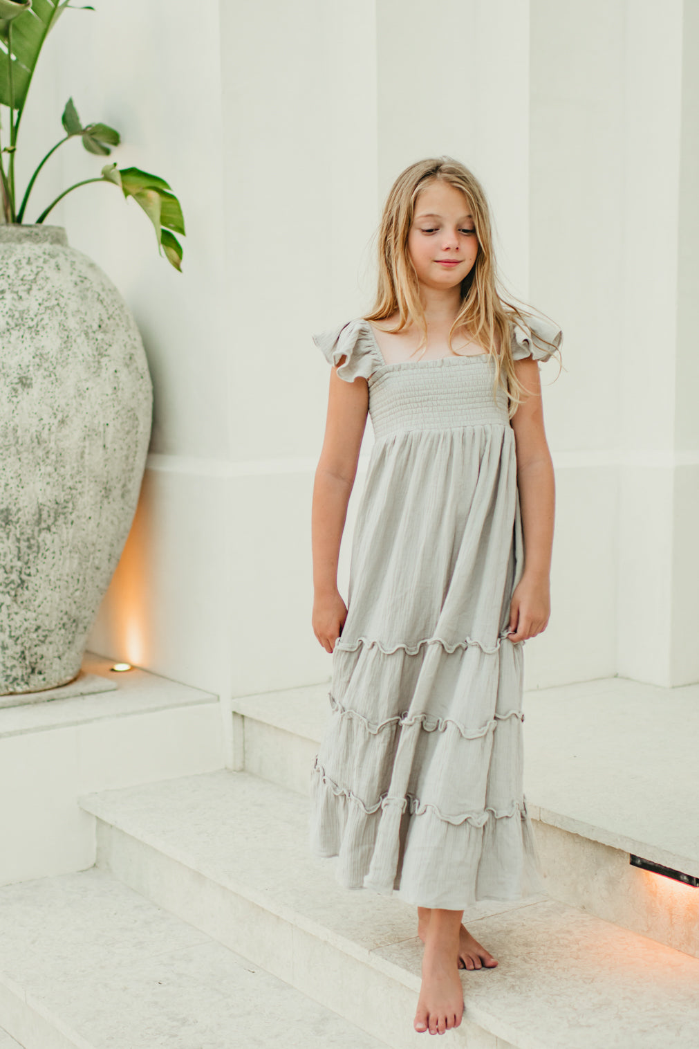 SS Girl's Dress Marabella Dress (soft gray muslin) SALE