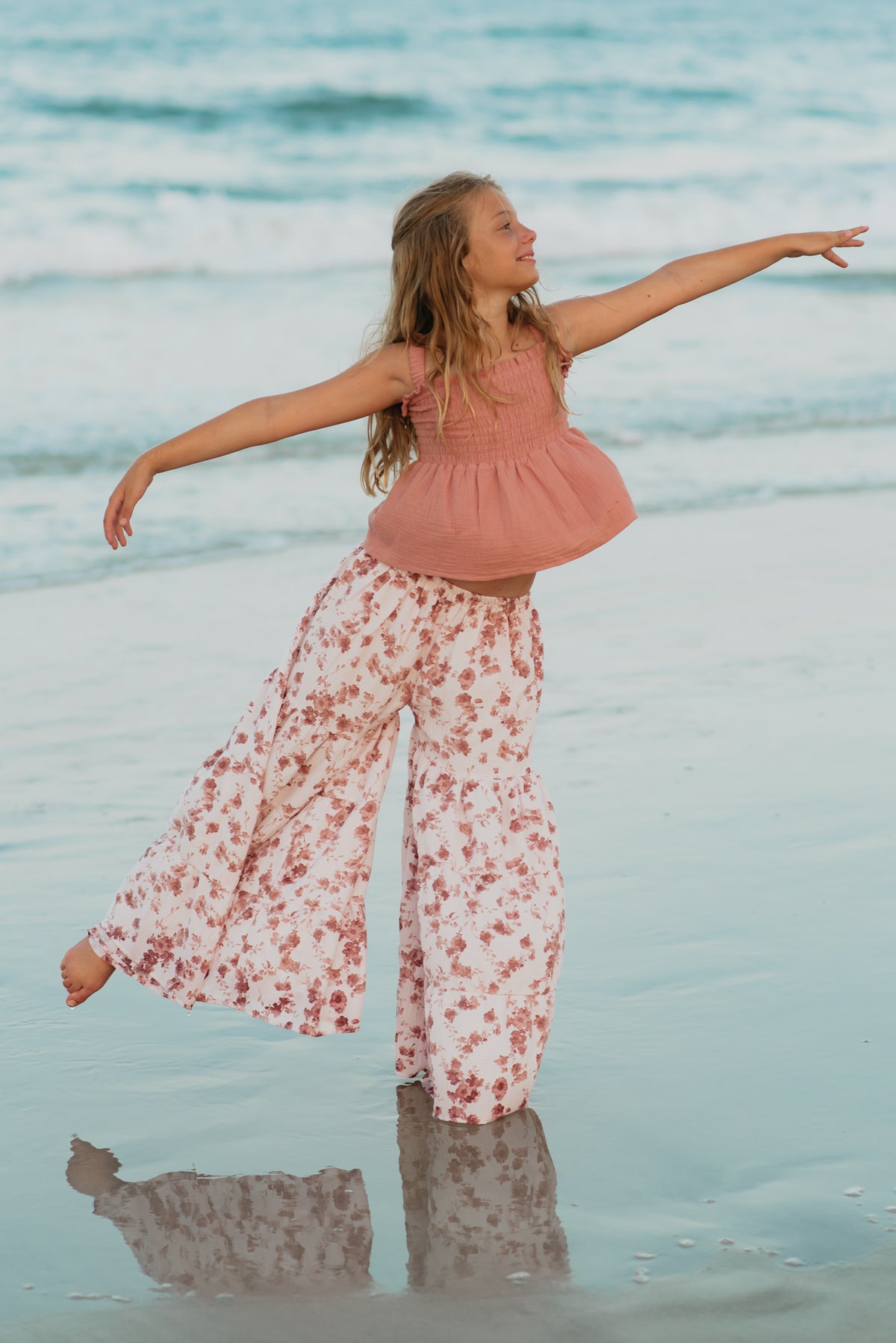 SS Girl's Top Eden Top (deep coral muslin) FINAL SALE