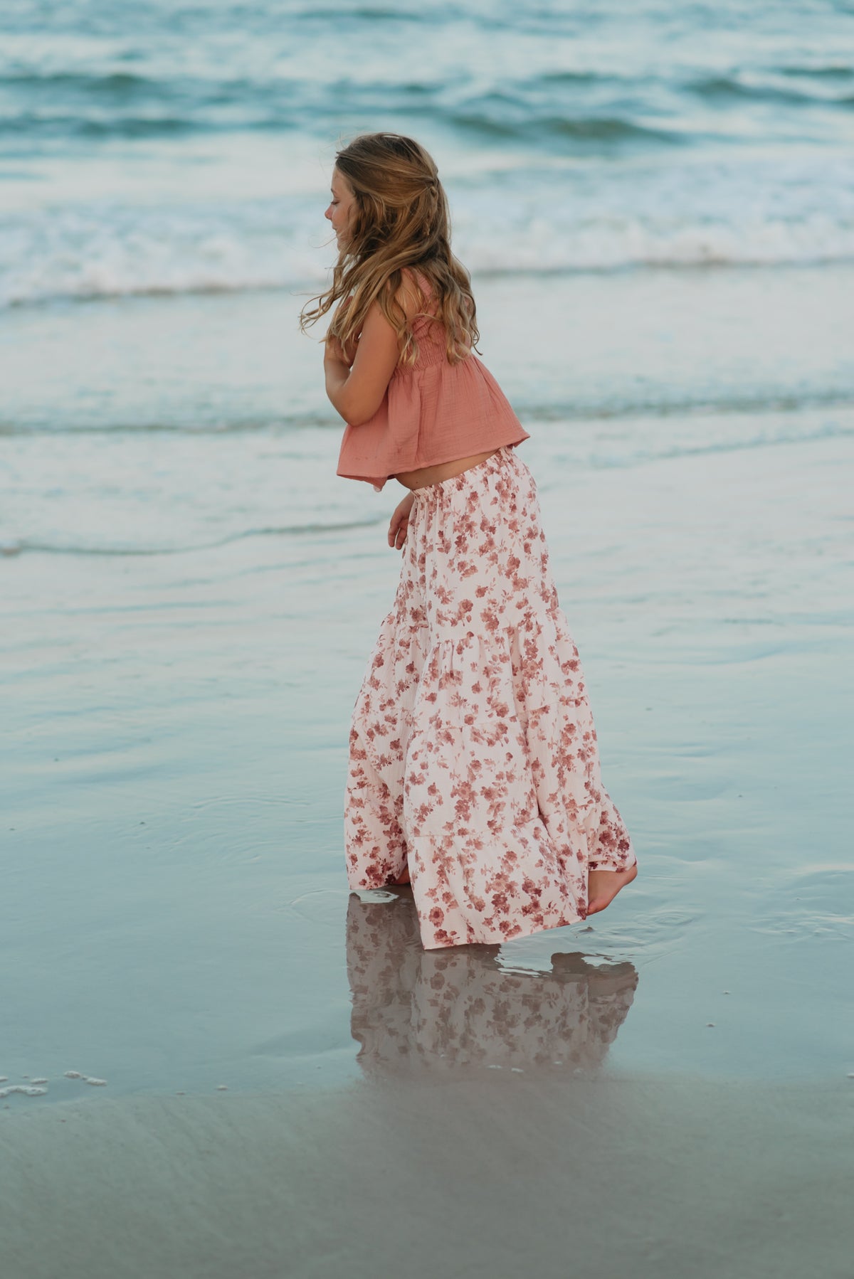 SS Girl's Top Eden Top (deep coral muslin) FINAL SALE