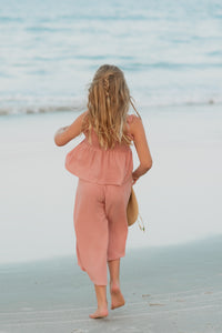 SS Girl's Bottoms Eden Capris (deep coral muslin) FINAL SALE