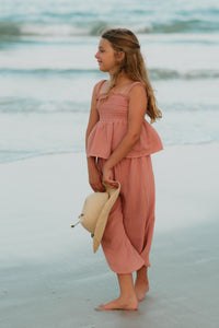 SS Girl's Bottoms Eden Capris (deep coral muslin) FINAL SALE