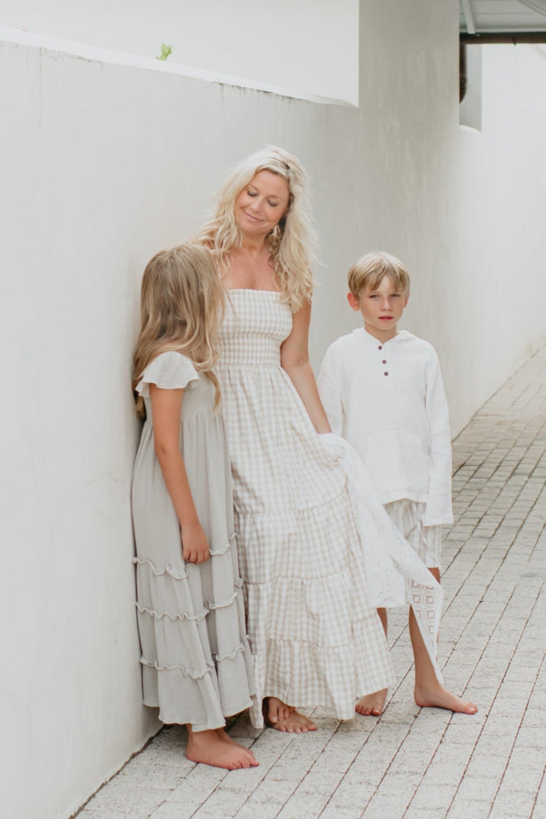 SS Women's Dress Women's Stella Maxi (tan gingham)