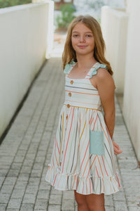 LB Girl's Dress Bree Crossback Dress (color stripes) FINAL SALE
