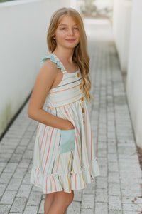 LB Girl's Dress Bree Crossback Dress (color stripes) FINAL SALE