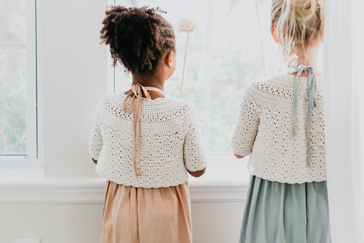 INDIE BLUE Girl's Top Emma Cardigan (ivory) FINAL SALE