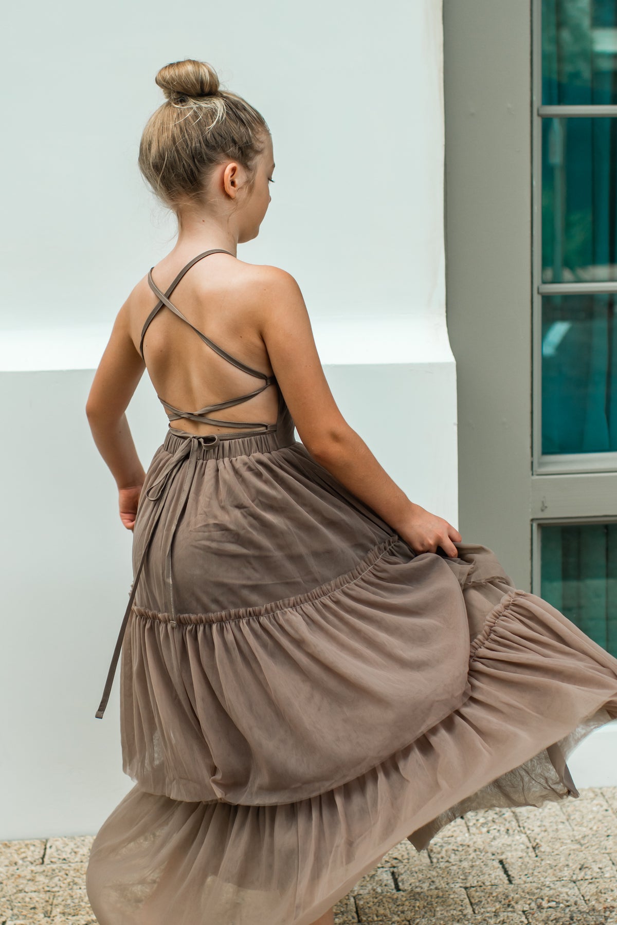 SS Girl's Dress Wendy Dress (mocha tulle)