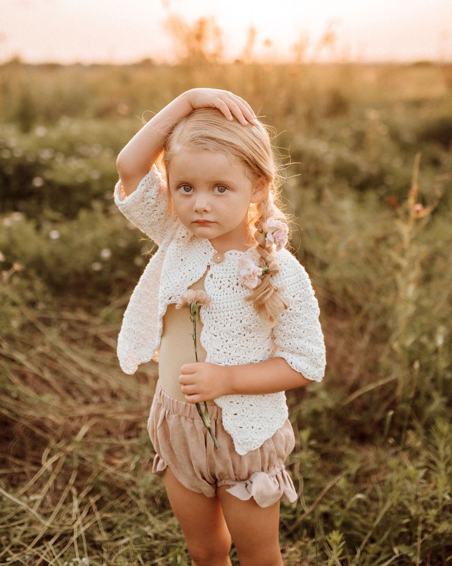 INDIE BLUE Girl's Top Emma Cardigan (ivory) FINAL SALE